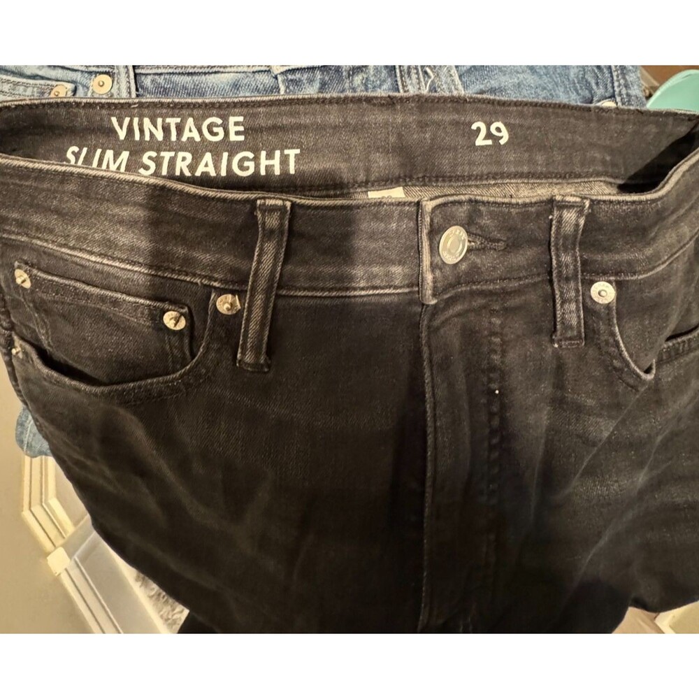 Madewell Perfect Vintage Crop Jeans High Rise Black Wash Stretch Denim 29